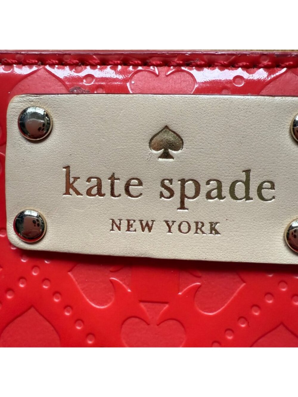 Kate Spade NY Red Patent Leather Deboss Logo Emerald Avenue Crossbody Bag - Picture 3 of 16